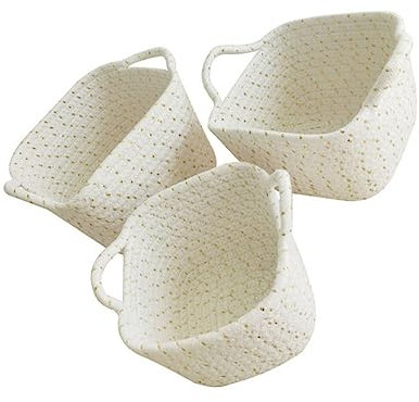 Alipis 1satz Teiliges Handgefertigtes Aufbewahrungskorb Baumwollseil Weiße Kreative Woven Organizer Für Schlafzimmer Und Wohnzimmer Mit Zwei Praktischen Griffen