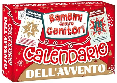 KANGUR Bambini contro Genitori Calendario dell'Avvento 7+, lingua IT | Gioco Educativo, Quiz su Avvento Natale, Gioco di Carte per Famiglie, Giochi Educativi per Tutti, 48 Carte, 144 Domande