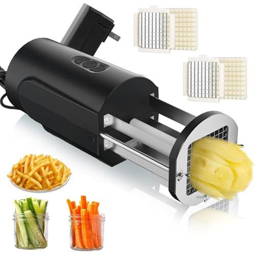 Mcamgiczin Cortador eléctrico de Patatas Fritas, Cortador de Patatas Fritas eléctrico Profesional, Cortador de Patatas de Acero Inoxidable con Hoja de 1/2 Pulgada, Ideal para Patatas