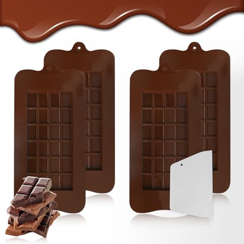 Luabue Silicona Moldes de Chocolate Molde Tableta Chocolate Profunda Antiadherente Para Hacer Chocolate, Dulces, Fondant, Pudín (1x24 4PCS)