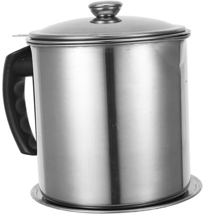 OUNONA Recipiente de Acero Inoxidable para Grasa de Cocina Filtro de para Cocinar Recipiente para Almacenar Colador de Recipiente para Guardar de Cocina