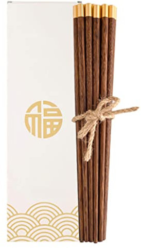 OWOHYG Bacchette riutilizzabili in Legno, Set Regalo con Custodia, Bacchette per Sushi Giapponesi, Bacchette Cinesi di Lusso in Legno Naturale, Bacchette Antiscivolo, Bacchette Lavabili i
