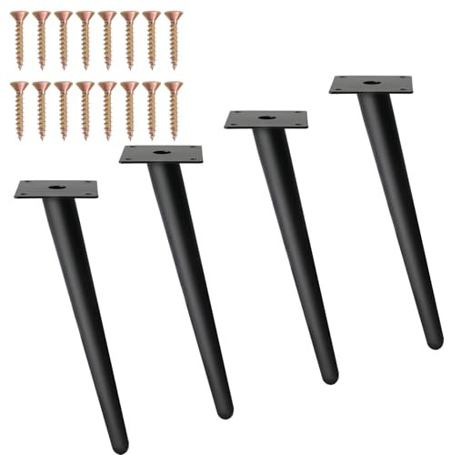 FOGAWA 4 Stück Schräge Möbelfüße Schwarz 30cm Konisch Möbelbeine Ersatz Möbelfüße Metall Schrankfüße Sofa Füße mit Schrauben für Sofa, TV-Schrank, Bett, Couchtisch, Lehrstuhl