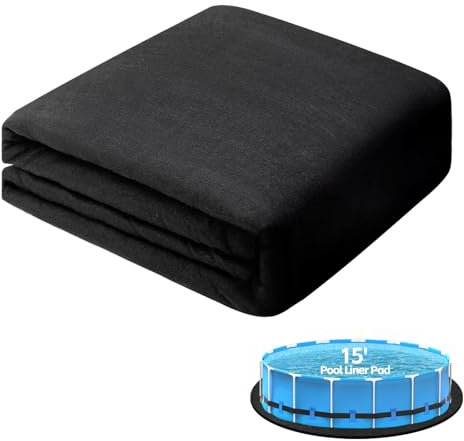 Iriisy Pool Pad 15 ft Round Above Ground, Geotextile Pool Liner Pad for Bottom Protection, Heavy-Duty Under Pool Mat for Puncture Prevention, Swimming Pool Liners for Outdoor Padding, Black (15')