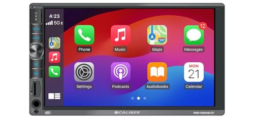 Caliber Autoradio Bluetooth Drahtlos Apple carplay, Autoradio mit Bildschirm 7 Zoll, Auto Radio Touch Display, 2 DIN, Rückfahrkamera Verbindung, mit Android Mirror Link, 4 x 100 Watt (RMD901DAB-CP)