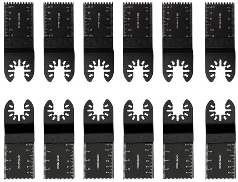12 PCS Multi Tool Blade Professional Universal Titanium Oscillating Saw Blades for Metal Nails, Wood and Plastic, Multi Tool Accessories Fit Milwaukee Ryobi Rockwell Fein(44mm)