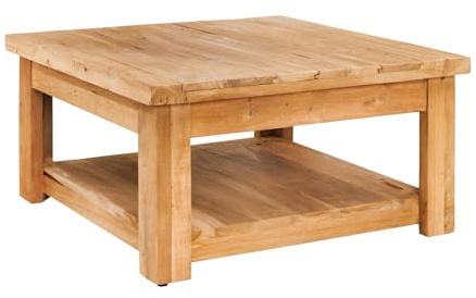 Riess Ambiente Quadratischer Couchtisch Java - 70cm - Natur - recyceltes Teakholz Massivholz - Ablagefach montiert