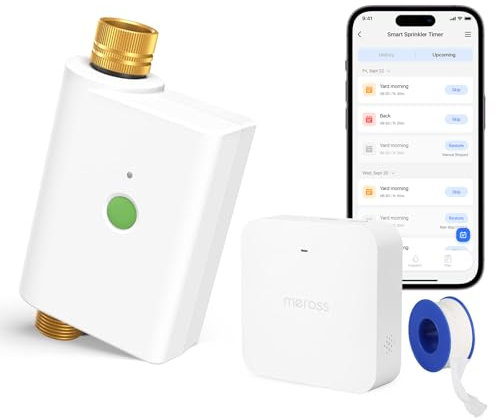 Meross Centralina Irrigazione WiFi MST100 | Irrigatore Automatico & Rinvio Pioggia - da APP | Controllo Remoto Esterni | Monitoraggio Consumo Acqua | Compatibile con Apple HomeKit, Alexa e Google Home