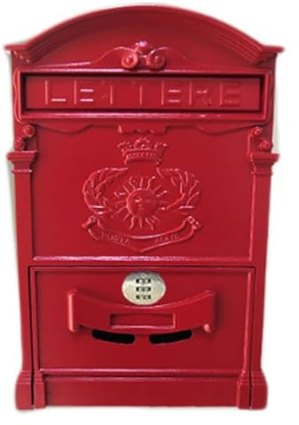 Cassetta delle lettere vintage da parete con serratura a combinazione, cassetta delle lettere in metallo bloccabile con codice per ornamento da giardino, design unico (colore: K)