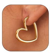 AstraGlam Boucles d'oreilles cœur femmes 14K plaqué or – Élégantes boucles d'oreilles en forme de cœur en look doré – Boucles d'oreilles en or élégantes pour le quotidien et occasions