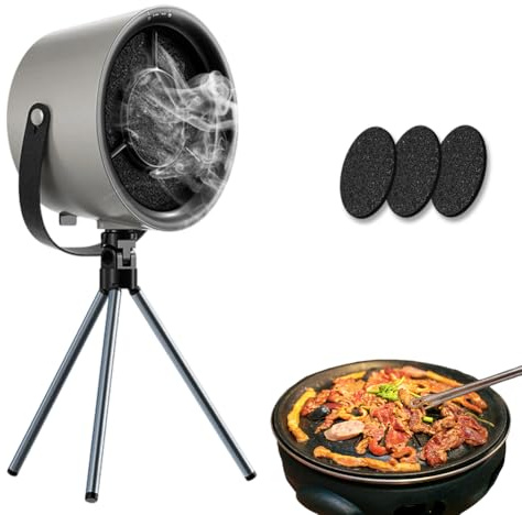 Cappa aspirante portatile, portatile, a 3 velocità, ventilatore rimovibile e lavabile, per barbecue, cucina, hot pot, campeggio, camper (nero)