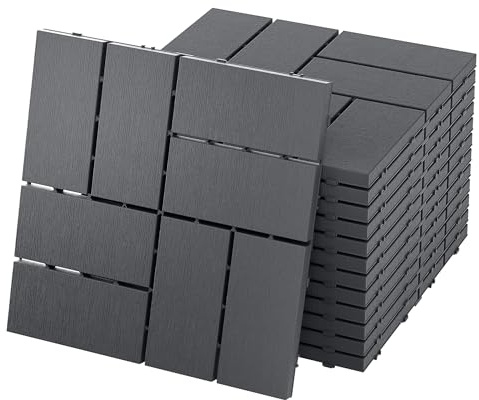 FIVMEN Terrassenfliesen 30x30 cm Balkon Bodenbelag Balkonfliesen mit Klicksystem Wetterfest in Holzoptik Klickfliesen Terassenboden Fliesen für Balkon & Terrasse, Typ C