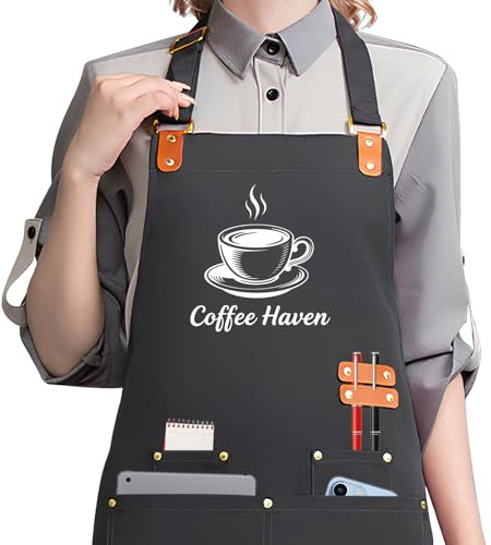 XSTZR Personalisierte Arbeitsschürze – Mit gesticktem Namen oder Logo, Ideal für Gastronomie, Café, Teams & Werbegeschenke