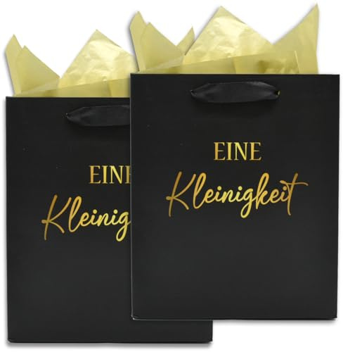 2x Geschenktüten Papiertüten Geschenktaschen mit Henkel Schwarz Partytüten für Geburtstag Hochzeit Feier Party Baby Showers mit Sydney Papier