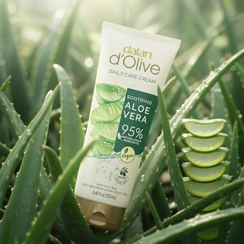 Dalan d'Olive Hand- & Körpercreme Aloe Vera 250 ml, 95% Natürliche Inhaltsstoffe, Vegane Feuchtigkeitspflege für trockene Haut, silikonfrei, ohne künstliche Farbstoffe