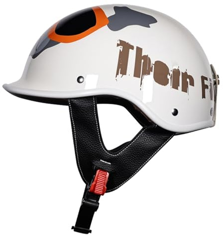 Retro Casque Moto Jet Vintage Ouvert Casques Bols Casque Scooter 3/4 Demi-Casques Protection for Homme Et Femme Homologué ECEDOT avec Boucle Rapide À Neuf Nœuds 7,L:59-60CM