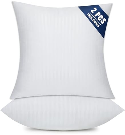 OKBA Set of 2 Throw Pillow Inserts, Hypoallergenic Soft & Firm Cushions with 100% Cotton Cover, 18x18 Pillows Filler for Side Sleepers, Sofa, Bed and Home Decor, Indoor Quality Hotel Pillows