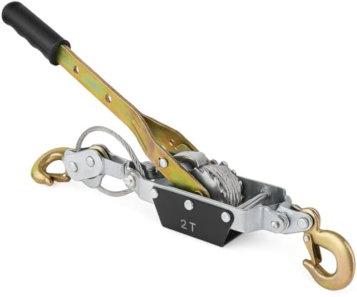 Argano Tenditore Manuale 2 Ton – Fune in Acciaio con Ganci di Sicurezza – Sollevamento e Trazione – Ideale per Officina, Agricoltura e Cantieri – LEMAG SRL
