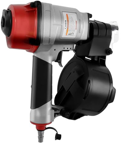 Yidubid Chiodatrice Pneumatica per Rivestimenti in Bobina, CN55Chiodatrice per Rivestimenti in Bobina 25-57 MmGraffatrice Pneumatica Portatile per Telai Chiodatrice per CopertureBlack,1