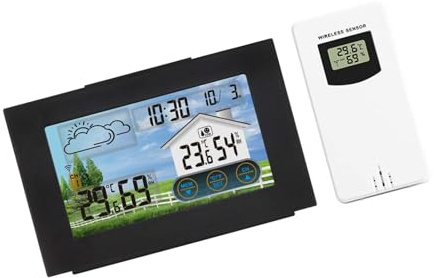 Weather Forecast Station Featuring 433MHz Remote Sensors Digital Calendar Alarm Temperature Humidity Monitor Touch Display Weather Clock