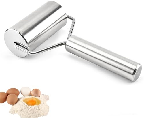 Mattarello in acciaio inox, piccolo mattarello in metallo con manico per fatto a mano, perfetto strumento da cucina per fondente, pizza, torte, pasta, pasta e pasta frolla