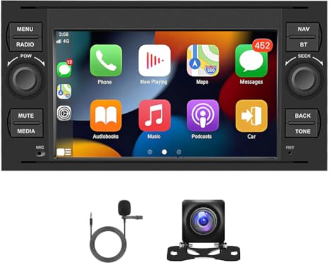 4+64G Autoradio per Ford Fiesta 2005 2007 2008 con Carplay Android Auto, 7 pollici Touchscreen Lettore Ricevitore Multimediale Digitale con Bluetooth WiFi FM SWC Mirror Link Schermo diviso