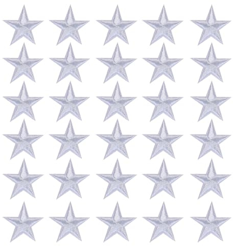 30 PCS Bügelbilder Stern, Flicken zum Aufbügeln für Kleidung, Taschen und Accessoires, Aufbügel Patches für Erwachsene in Silber - Verleihen Sie Ihrem Outfit einen einzigartigen, personalisierten Sti