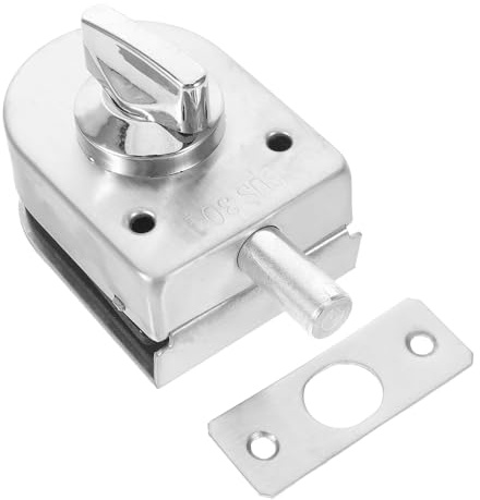 MAGICLULU Verrou de Sol sans Perçage pour Porte en Verre sans Cadre, Serrure à Bouton Rotatif en Acier Inoxydable, Fixation par Pince, Adaptée pour Portes Coulissantes et Battantes, Usage