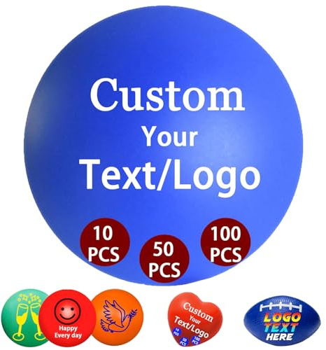 10–1000 Stück individuelle Stressbälle mit Logotext, personalisierte Stressbälle für Erwachsene, Entlastung, ermutigend für Büro, Veranstaltungen (runder Stressball)