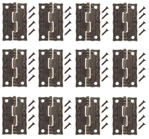 STOBAZA Charnières en Alliage de Zinc pour Boîte en Bois, Lot de 12, Charnières Décoratives Rétro pour Meubles et Coffrets, Finition Soignée et Remplacement