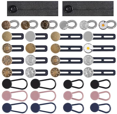 36 Piezas Extensores de Botones Pantalon, Extensor de Cintura para Pantalones, Ajustador de Cintura para Pantalones, Extensión de Botón, para Faldas de Jeans Camisas