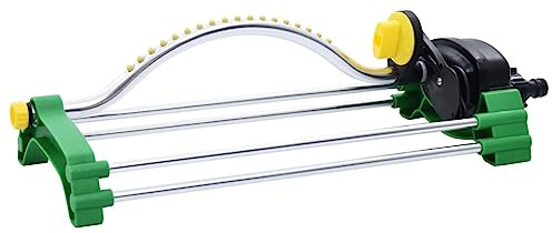 Aspersor oscilante con 18 boquillas, aspersor cuadrado ajustable para riego uniforme del jardín, alcance de pulverización de hasta 15 metros, incluye adaptador de manguera