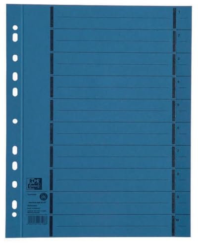 Oxford Trennblätter A4 aus Karton mit Perforation, blau, 100 Stück