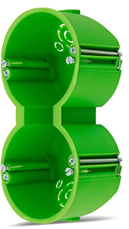 REV Hohlraumdose - Hohlwanddose, 2x Ø 68 mm, 50 mm tief, Schrauben, grün