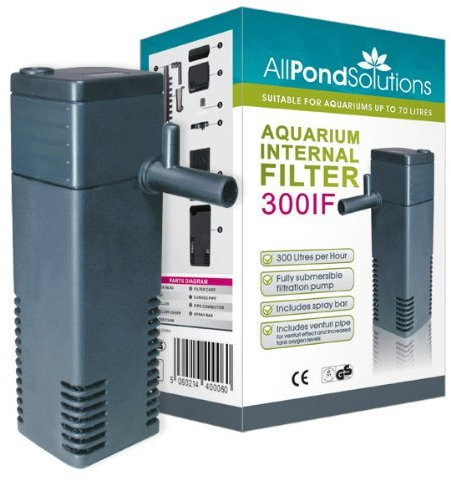 allpondsolutions Fish Tank Filter, 300IF Internal Aquarium Water Filter for Small Coldwater or Tropical Aquariums for Tanks Up to 70 Litres – Include Spray Bar and Venturi to add Oxygen.