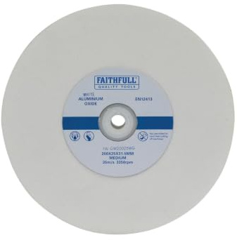 Faithfull FAIGW20025WG Meule d'établi Alox Blanc 200 mm x 25 mm