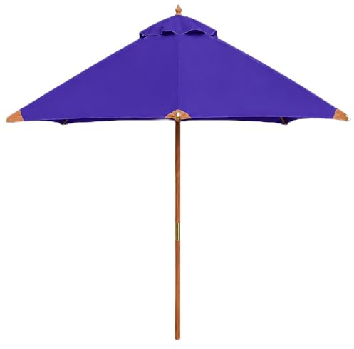 Garden Market Place Hardwood Garden Parasol, Garden Umbrella with Pulley Lift, Water-Repellent 180g/m² Polyester Canopy, Wind Vent and Reinforced Rib Frame, 2m Wide (Purple)