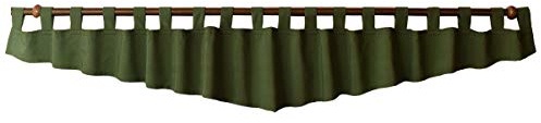 Querbehang Hetty grün unifarben | Deko-Behang aus hochwertigem Webstoff mit Schlaufen | gepflegt-rustikaler Landhaus-Stil für Küche, Esszimmer, Gästewohnung, Kaminzimmer H x B 40 x 300 cm