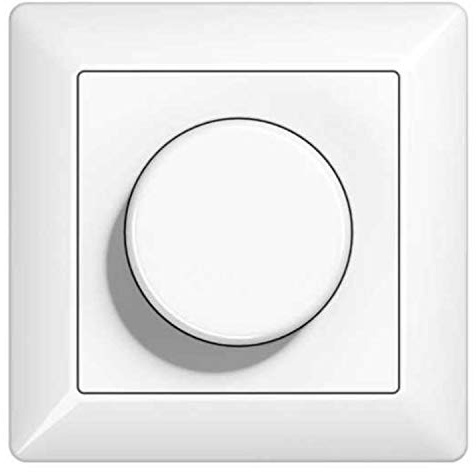 EBROM/JUNG Komplettset LED Drehdimmer 1001 Mit Jung Rahmen AS581WW Und Dimmerscheibe A1540WW Alpinweiß - UP Unterputz Dimmer - Phasenabschnitt, 5-150 Watt, Dimmbare Halogen 15-400 W/VA