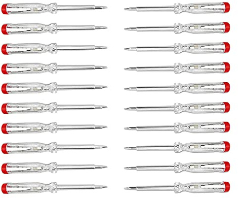 PerfectHD Stromprüfer - Schraubenzieher - Made in Germany - Spannungsprüfer - 60 mm Schaft - 3 mm Klinge - 120 bis 250 V - 20er-Set - 5 Varianten