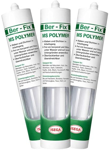Ber-Fix® MS Polymer Transparent 3 x 290 ml – Glaskleber & Dichtstoff | Drei Kartuschen für zusammenhängende Projekte; auf geeigneten feuchten Flächen verarbeitbar und für bewegte Bauteile.