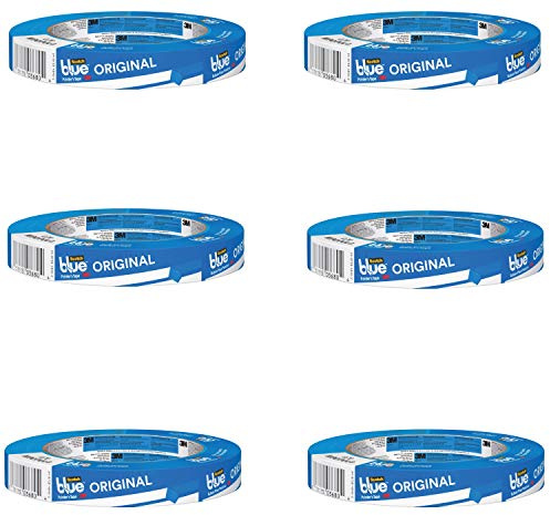 3M Scotch-Blue 2090 Safe-Release Crepe Paper Multi-Surfaces Painters Masking Tape, 27 lbs/in Tensile Strength, 60 yds Length x 3/4 Width, Blue (6)