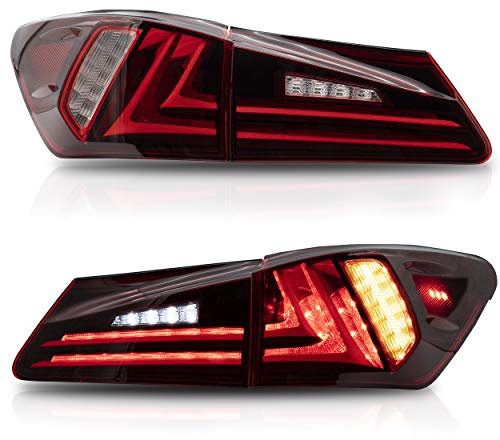 VLAND Tail lights Assembly Fit for Lexus IS250 IS350 2006-2012 IS 220d & ISF Model 08-15(NOT for IS250C/IS350C), Rear Lamps W/DRL, Back light w/Fog Lights & Sequential Turn Signal, Red