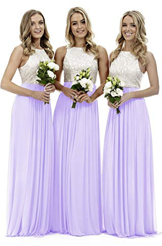 Lecureler Long Lace Prom Bridesmaid Dress Lilac Size 16