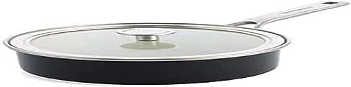 KitchenAid Steel Core Enamel Stielkasserolle mit Deckel (20cm/2,4l), deutsche Emaille, Induktionsgeeignet, backofenfest, spülmaschinenfest, Onyx Schwarz