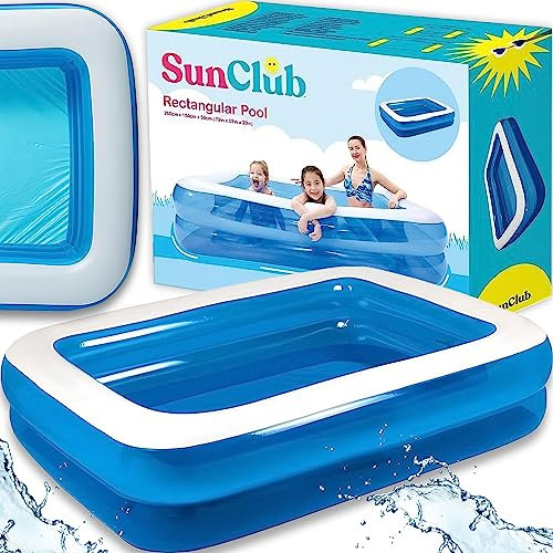 Retoo Aufblasbare Pool 180x130x40 cm, Familienpool, Kinderpool Planschbecken, Großer Pool Rechteckig, Family Pool für Garten und Outdoor, Schwimmbecken, Swimmingpool für Kinder, Erwachsene, Blau