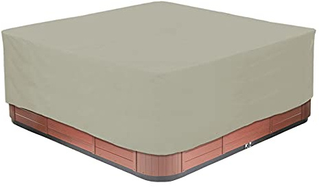 AMGJ Coperchio per Vasca Idromassaggio Quadrato per Interni Copertura per Whirlpool in Tessuto Oxford 210D per Spa, Hot Tub, Piscina, Beige,244x244x90cm