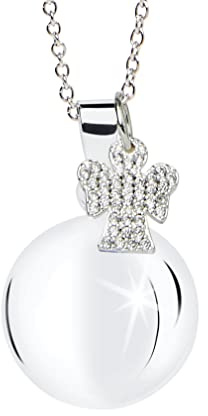 MAMIJUX Llamador de ángeles con ángel para mamá, idea de regalo para embarazada, collar de mujer con llamador de ángeles, cadena de acero