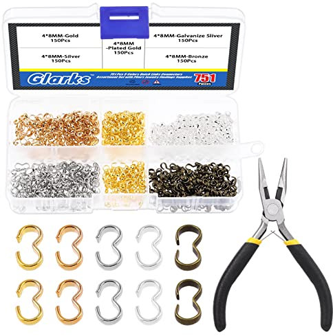 Glarks 751Pcs 5 Colori 4x8mm Connettori Collegamenti Rapidi Fascino Nodo Catena Chiusura Gioielli Collegare Link Risultati per Fai Da Te Braccialetto Collana Gioielli Fare Accessori di Riparazione