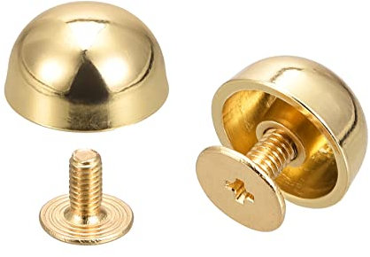 sourcing map 12x7mm Vis Dos Rivets Creux Rond Tête Cuir Goujons Doré 10 Ensembles